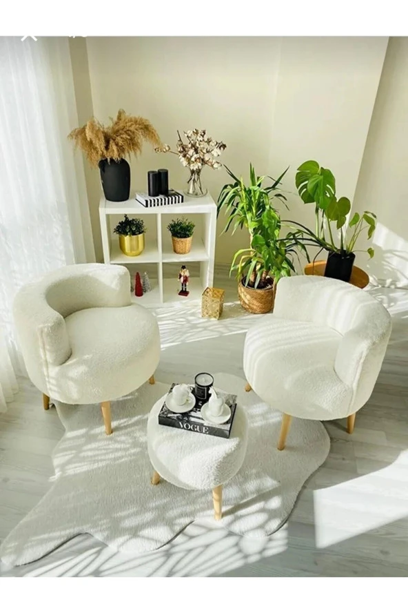 BEYLERBEYİ Çay Seti İkili Koltuk Berjer Ve Puf Takımı (salon, Balkon, Ofis) 3 Lü Takım ürün görseli 1