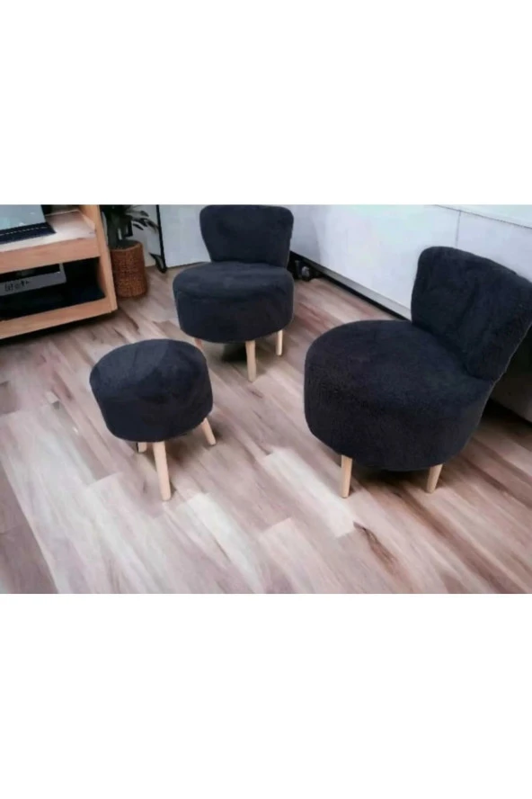 BEYLERBEYİ Çay Seti Ikili Koltuk Berjer Ve Puf Takımı (salon, Balkon, Ofis) 3 Lü Takım ürün görseli 1