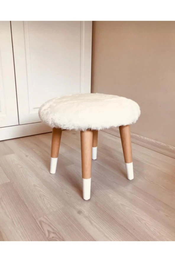 BEYLERBEYİ Kıds Çocuk Odası Beyaz Peluş Çocuk Taburesi Çocuk Çalışma ürün görseli 1