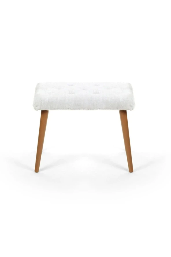 BEYLERBEYİ Gürgen Retro Ahşap Ayaklı Handmade Pofidik Puf Bench Koltuk ürün görseli 1