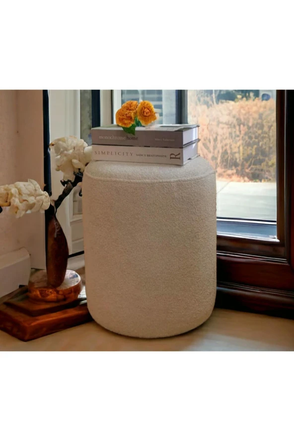 BEYLERBEYİ Lines Teddy Kumaş White Puf - Resim 2