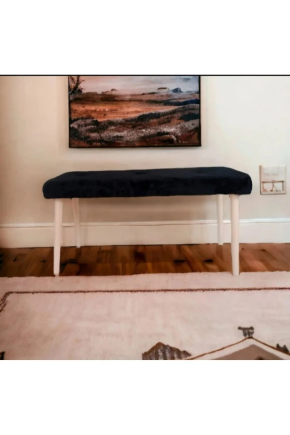 BEYLERBEYİ Ahşap Ayaklı Handmade Geniş Oturum Alanlı siyah welsoft Kumaş Pofidik Puf bench ,ayak ucu uzatmalık ürün görseli 1