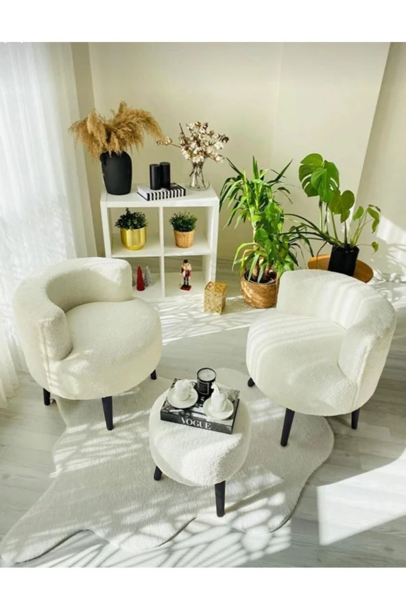 BEYLERBEYİ Çay Seti Ikili Koltuk Berjer Ve Puf Takımı (salon, Balkon, Ofis) 3 Lü Takım ürün görseli 1