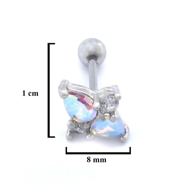 316L Çelik Zirkon Taşlı Şekilli Piercing PRC-185 - Resim 5
