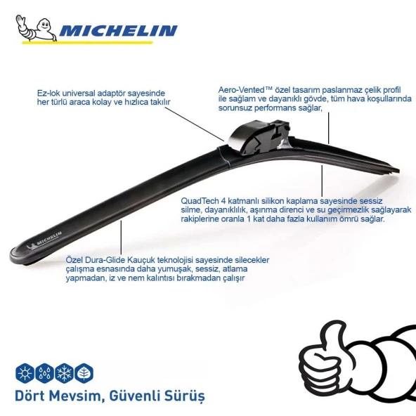 Michelin MULTIFIT™ MC33887 35CM 1 Adet Universal Muz Tipi Silecek - Resim 4