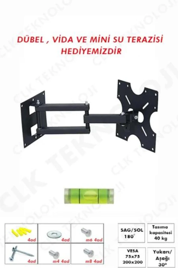 32 İnç 81 82 Ekran Uyumlu Televizyon Hareketli Duvar Askı Aparatı - Su Terazili ürün görseli 1