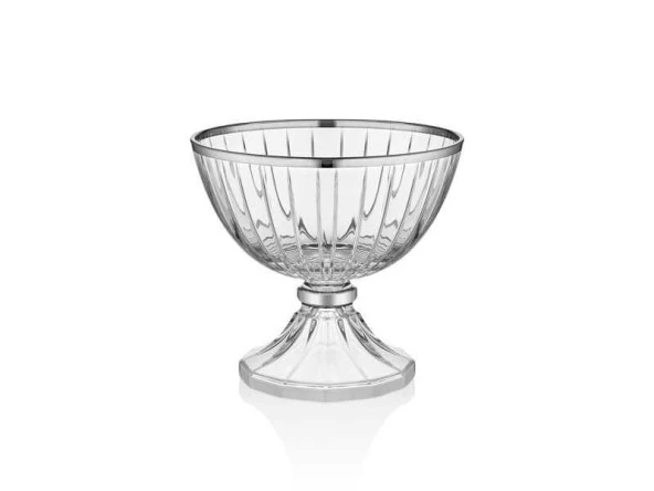 DECORİUM CAM KASE AYAKLI 13,5 CM ACCADEMİA PLATİN M06449-AB ürün görseli 1