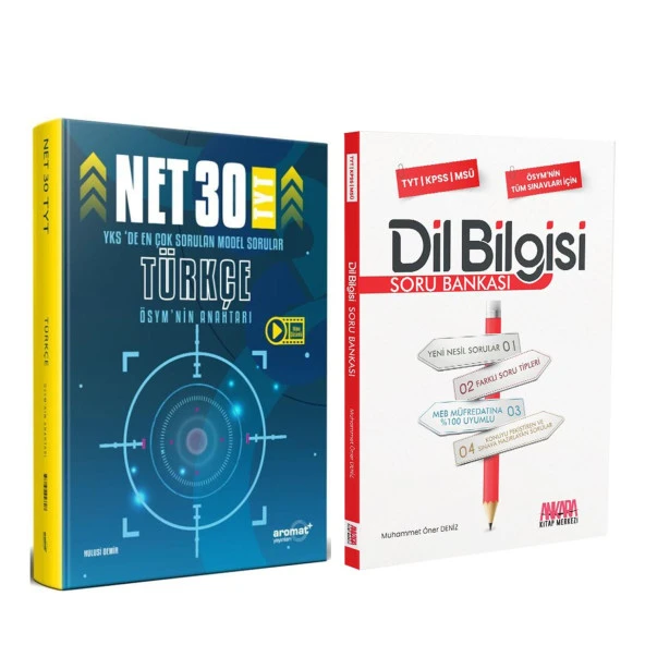 Aromat TYT Türkçe 30 Net Model Sorular ve AKM Dil Bilgisi Soru Bankası Seti 2 Kitap ürün görseli 1