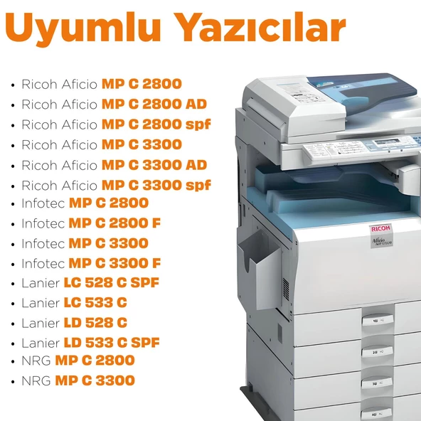Ricoh Aficio MP-C3501Spf Muadil Toner Set - Resim 3