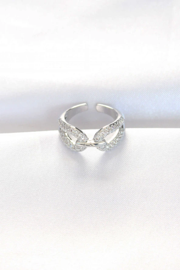 Zirkon Taşlı Silver Renk Ayarlanabilir Yüzük TJ-BYK3108 ürün görseli 1