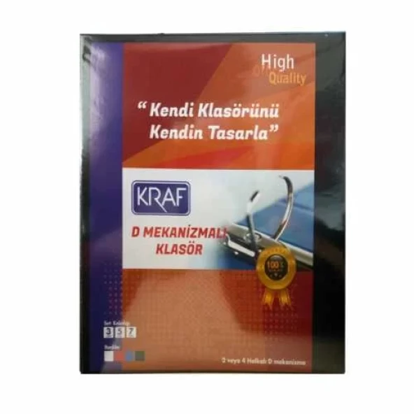 Kraf 2 Halkalı D Mekanizmalı Geniş Klasör A4 Siyah (700 Sayfa Kapasiteli) ürün görseli 1