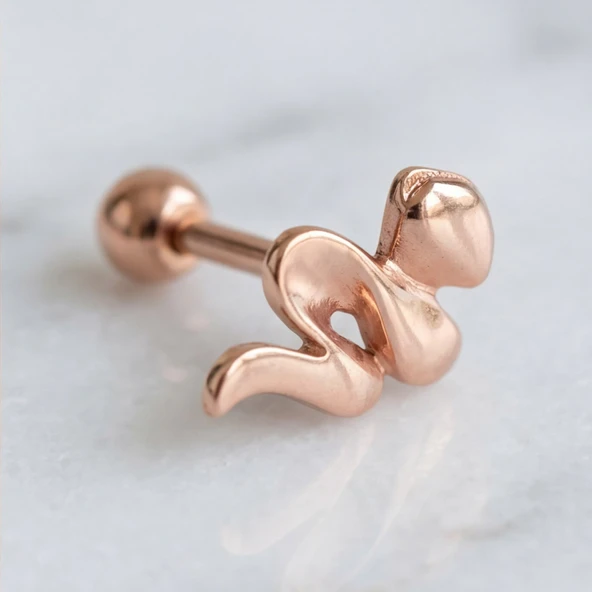 316L Çelik Zirkon Taşlı Rose Yılan Piercing PRC-157 ürün görseli 1