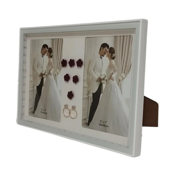 T.Concept Led Işıklı 2’li Fotoğraf Çerçevesi Beyaz 13x18 cm ürün görseli 1