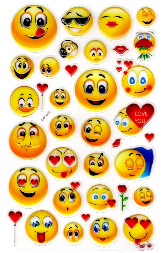 Sticker Kabartmalı Stiker Defter, Planlayıcı Etiket (lxk-010)-22x14 cm - Sevimli Aşk Emoji ürün görseli 1