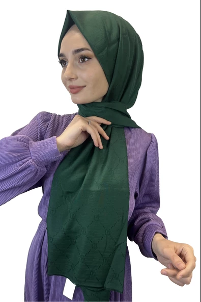 Piramit Monogram Şal, Özel Desenli Elegant Şal 01008  ZÜMRÜT ürün görseli 1