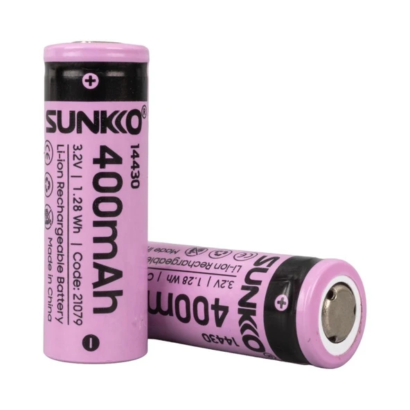 Sunkko Irf 3.2 Volt 400 Mah 14430 Şarj Edilebilir Pil 1 Adet Lityum İon Şarjlı Pil 14x43mm ürün görseli 1