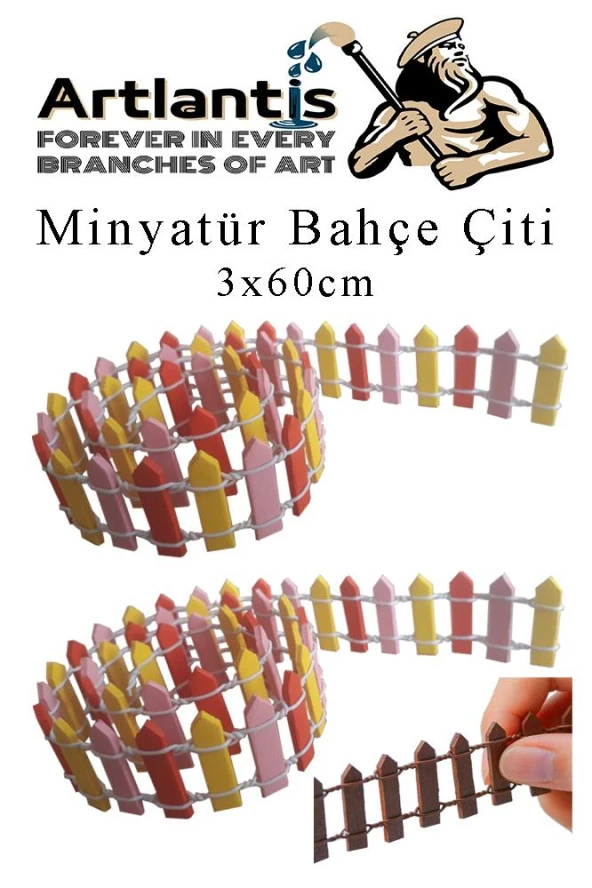 Mini Bahçe Çiti Kırmızı 3x60cm 2 Adet Dekoratif Minyatir Bahçe Çiti Okul Proje Teraryum Mini Ev Bahçe Çit ürün görseli 1