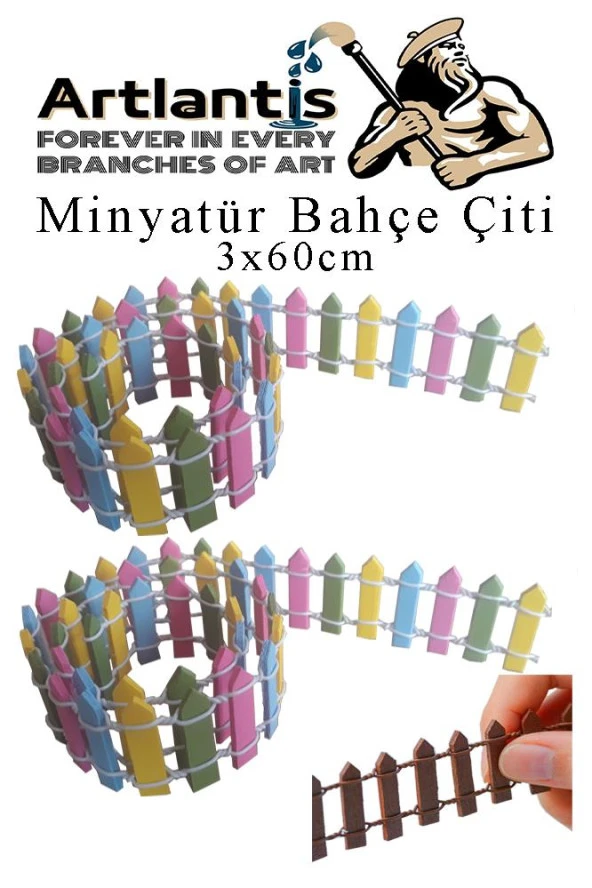Mini Bahçe Çiti Mavi 3x60cm 2 Adet Dekoratif Minyatir Bahçe Çiti Okul Proje Teraryum Mini Ev Bahçe Çit ürün görseli 1