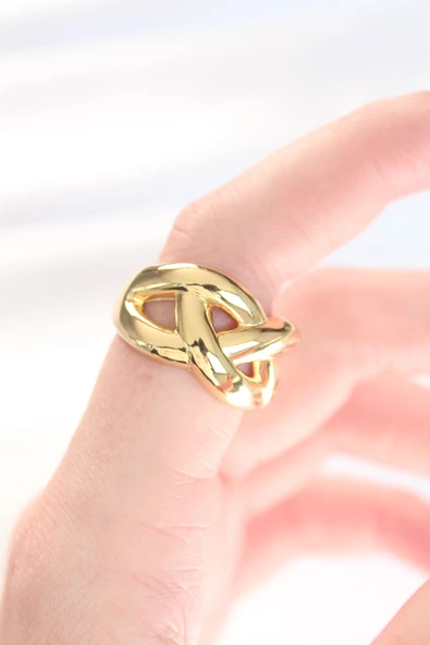 Düğüm Model Gold Renk Ayarlanabilir Yüzük TJ-BYK3126 ürün görseli 1
