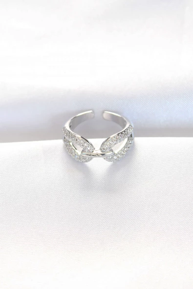 Zirkon Taşlı Silver Renk Ayarlanabilir Yüzük TJ-BYK3108 ürün görseli 1