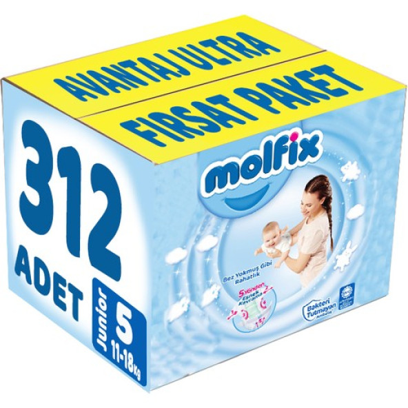 Molfix Bebek Bezi Beden  yeni nesil 5 11-18 kg Junior 312'li ürün görseli 1