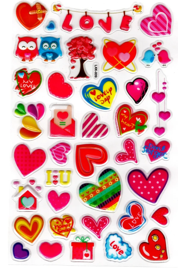 Sticker Kabartmalı Stiker Defter, Planlayıcı Etiket (lxk-009)-22x14 cm - Şirin Kalpler ürün görseli 1
