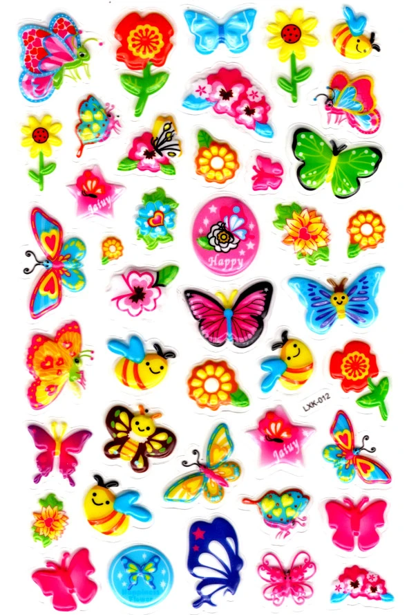 Sticker Kabartmalı Stiker Defter, Planlayıcı Etiket (lxk-012)-22x14 cm - Çiçek Kelebek ürün görseli 1