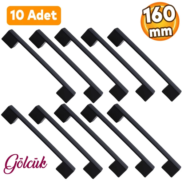10 Adet Gölcük Düz Siyah Mobilya Mutfak Dolap Çekmece Dolabı Metal Kulpu Kulbu Kulpları 160 mm ürün görseli 1