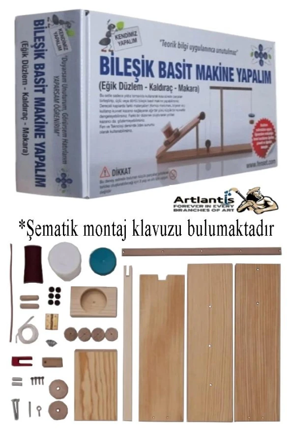 Eğik Düzlem Kaldıraç Makara Bileşik Basit Makine Yapım Seti 1 Paket Okul Deney Fizik Deney Seti 37 Parça ürün görseli 1