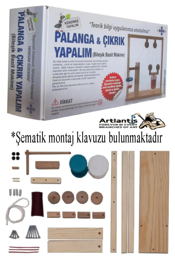 Palanga ve Çıkrık Yapım Seti 1 Paket Okul Sınıf Deney Bileşik Basit Makine Palanga ve Çıkrık Yapalım 45 Parça ürün görseli 1