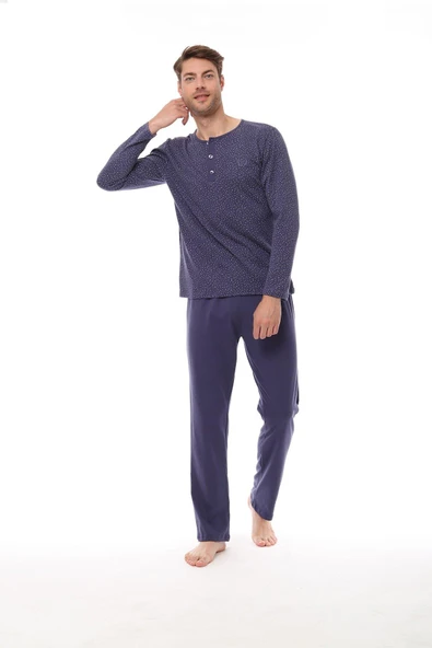Pijadore 1523 Büyük Beden Uzun Kollu Erkek Pijama Takım ürün görseli 1