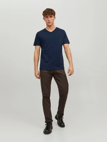 JACK JONES Erkek V Yaka Basic Tişört 12156102 - Resim 4