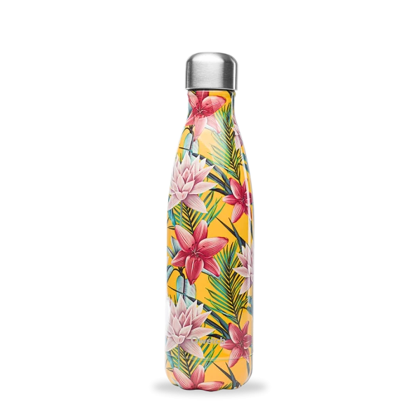 Qwetch QD3106 Tropik Çiçek Desenli Isı Yalıtımlı 500ml Termos - Sarı ürün görseli 1