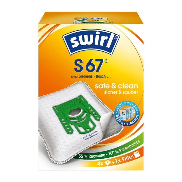 Swirl S 67 EcoPor Siemens ve Bosch Elektrikli Süpürgeler için Elektrikli Süpürge Toz Torbası ürün görseli 1
