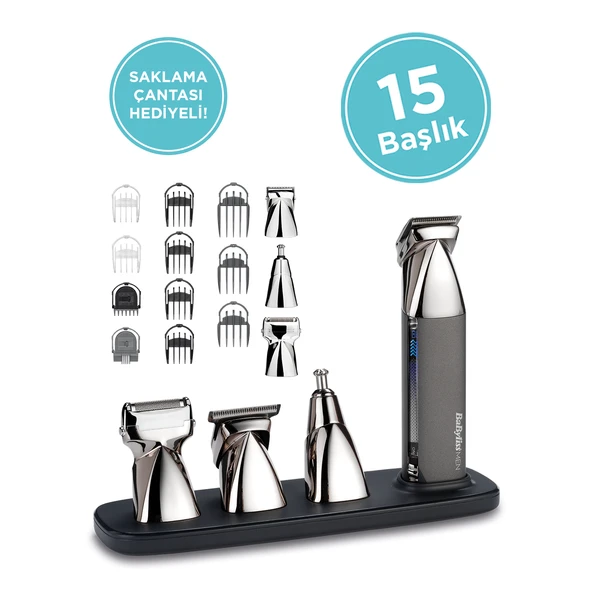 BaByliss MT996E Super X Metal 15 Başlıklı Lityum Yüz & Vücut Bakım Kiti ürün görseli 1