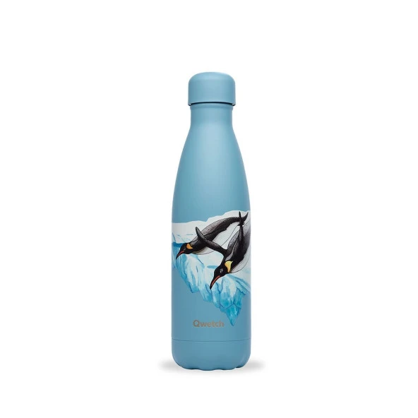 Qwetch QD3465 Penguen Desenli Isı Yalıtımlı 500ml Termos - Açık Mavi ürün görseli 1