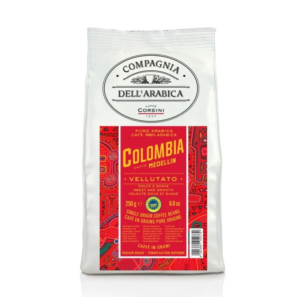 Caffe Corsini Kolombiya Medellin %100 Arabica Çekirdek Kahve 250GR ürün görseli 1