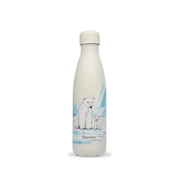 Qwetch QD3464 Kutup Ayısı Desenli Isı Yalıtımlı 500ml Termos - Fildişi ürün görseli 1