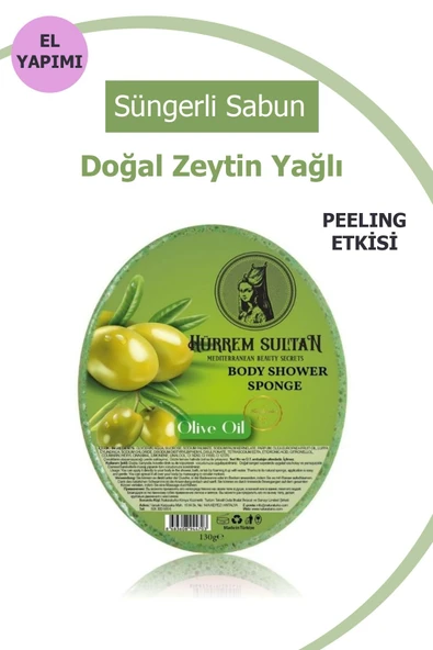 Hürrem Sultan Doğal Zeytin Yağlı Süngerli Sabun 130 Gr ürün görseli 1