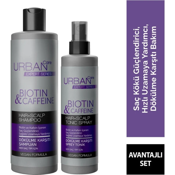 Urban Care Biotin & Kafein Saç Kökü Güçlendirici Şampuan 350 Ml + 200 Ml Sprey Tonik ürün görseli 1