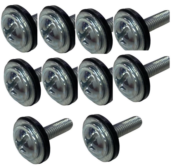 MOTOSİKLET KAPORTA VİDASI LASTİKLİ 6MM 2.5 CM 10 ADET ürün görseli 1