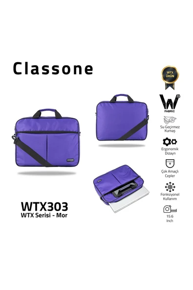 Classone Wtx303 serisi 15.6 Inch Uyumlu Su Geçirmez Kumaş Macbook, Laptop , Notebook El Çantası ürün görseli 1