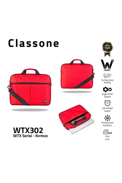 Classone WTX302 Serisi 15.6 inch Uyumlu Su Geçirmez Kumaş Macbook, Laptop , Notebook El Çanta ürün görseli 1