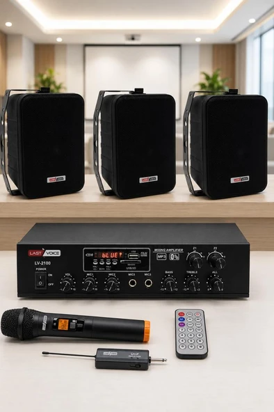 Lastvoice Black Large Plus Paket-2 Hoparlör ve Anfi Anons Ses Sistemi Seti ürün görseli 1