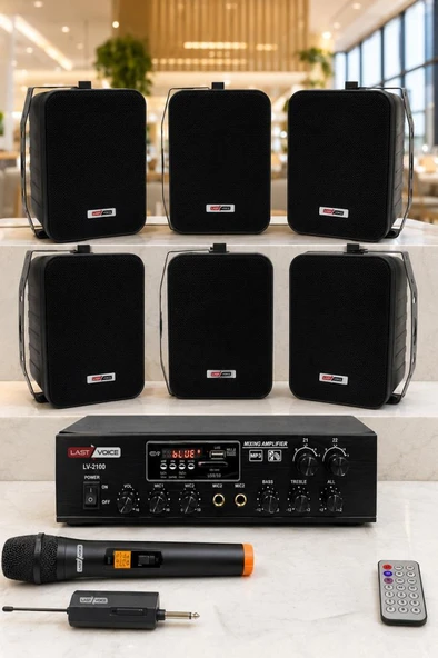 Lastvoice Black Large Plus Paket-5 Hoparlör ve Anfi Anons Ses Sistemi Seti ürün görseli 1