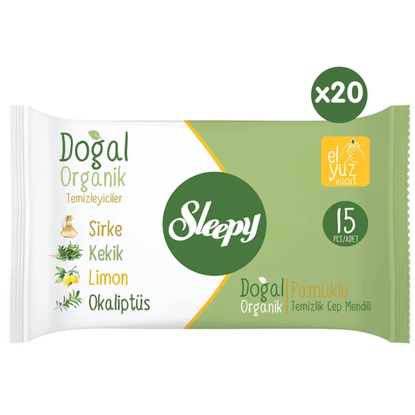 Sleepy Doğal Organik Pamuklu Cep Mendilli 300 Yaprak (20X15) ürün görseli 1