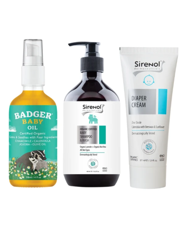 Badger Bebek Yağı ve Sirenol Organik Pişik Kremi, Bebek Şampuanı Set ürün görseli 1