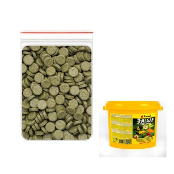 Tropical 3 Algae Tablets A 46 gr (100 Ad. ) (Açık) Balık Yemi Kilitli Poşette Gönderilir . Skt: 11/2027 ürün görseli 1