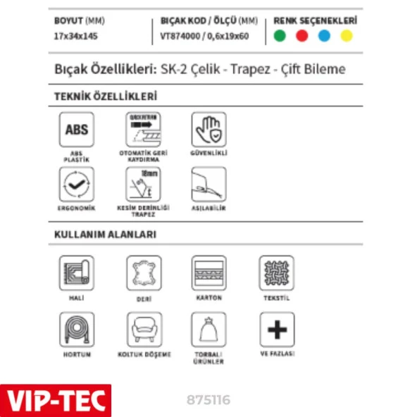VIP-TEC Güvenlikli Plastik Maket Bıçağı - Resim 3