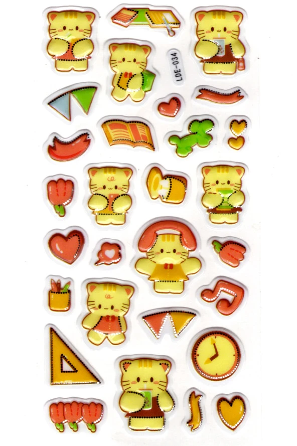 Sticker Kabartmalı Stiker Defter Planlayıcı Etiket (Lde034)-19x9cm - Sarı Kedi Kawaii ürün görseli 1